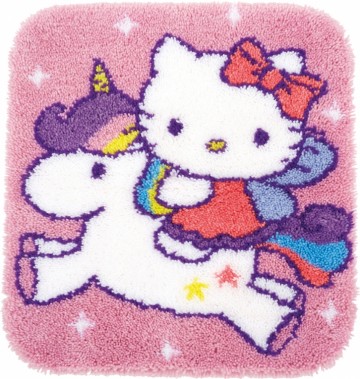 Hello Kitty and Unicorn - knooptapijt, smyrna tapijt - Vervaco